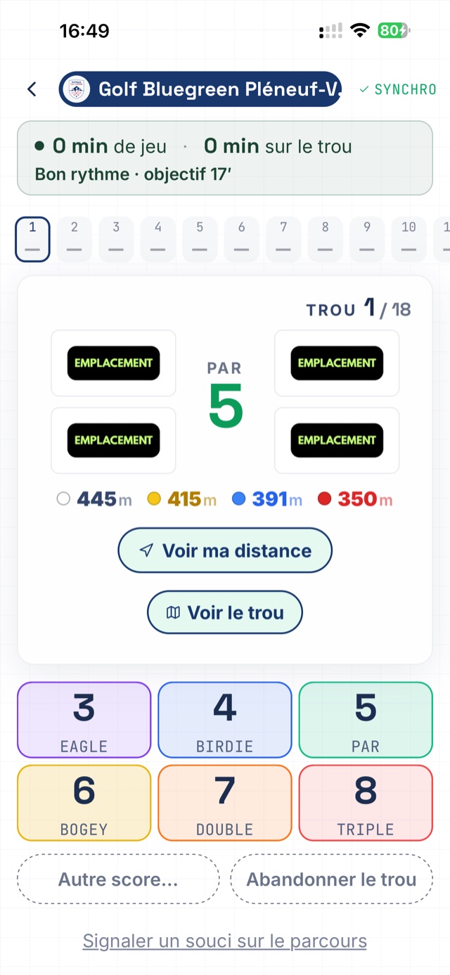 Écran de jeu avec le bandeau partenaire visible